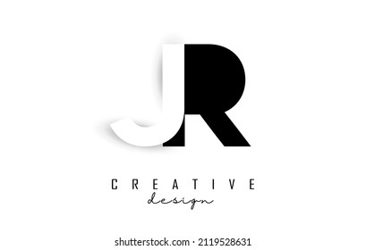 Letras JR Logotipo con diseño de espacio negativo. Ilustración vectorial con tipografía geométrica. Icono creativo con letras.