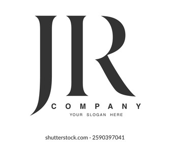 JR logo design. Initial letter j and r serif font style. Creative classic company name typography. Trendy logotype or identity. Vector illustration.