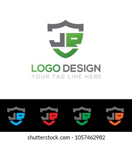 JR Logo Design with Shield Template Vector EPS File