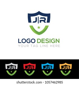JR Logo Design with Shield Template Vector EPS File