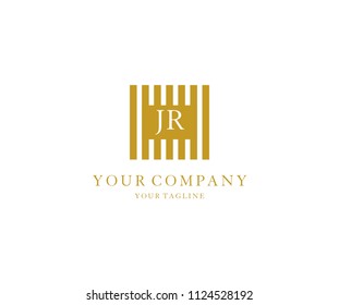 JR logo isolated gold lines shape vector template