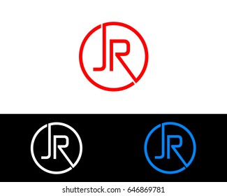 JR Logo. Letter Design Vector with Red and Black Gold Silver Colors