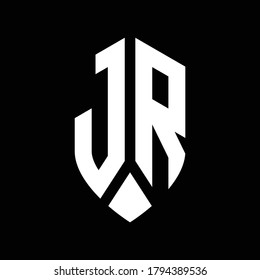 jr logo monogram with emblem shield style design template