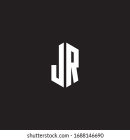 JR Logo monogram with hexagon shape style design template isolated on black background