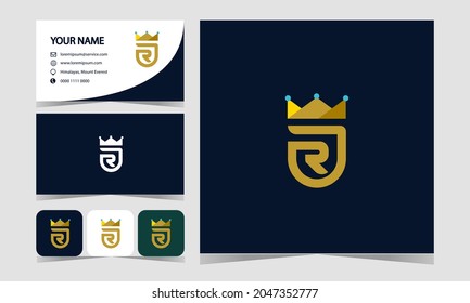 Jr Logo Monogram Line Crown Design Stock Vector (Royalty Free ...