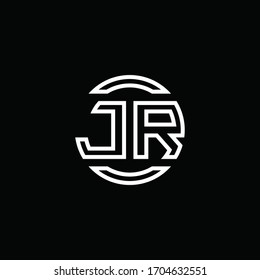 JR logo monogram with negative space circle rounded design template