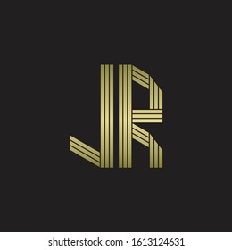 JR Logo monogram outline style linked isolated with gold colors