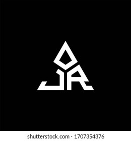 JR monogram logo with 3 pieces shape isolated on triangle design template