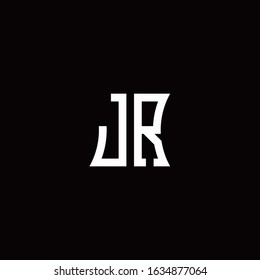JR monogram logo with curved side style design template