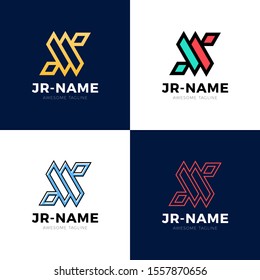 JR monogram logo inspirations set, vector letters logo template. Clean and creative designs.