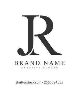 JR trendy logotype template. Initial letter j and r classic font style. Creative logo for company name or identity. Vector illustration.