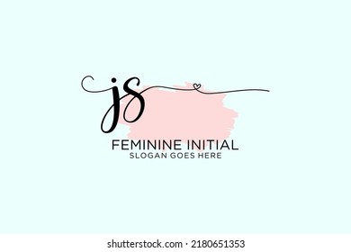 JS beauty monogram and elegant logo design handwriting logo of initial signature, wedding, fashion, floral and botanical with creative template.