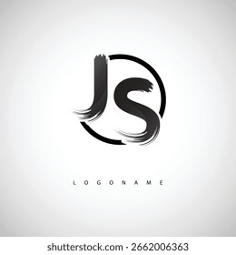 JS Brush Stroke Logo – Modern Artistic Symbol with Ink Texture for Creative Branding and Visual Identity Design