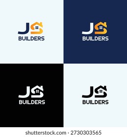 JS builders company logo design, Design de logotipo de interiores, design de logotipo da empresa de construtores, 