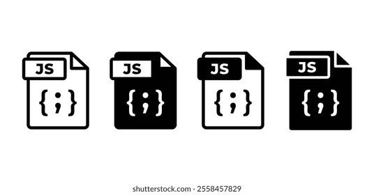 JS file format document icon symbol sign vector design black white color simple flat illustration collection isolated