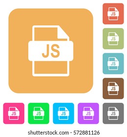JS file format flat icons on rounded square vivid color backgrounds.