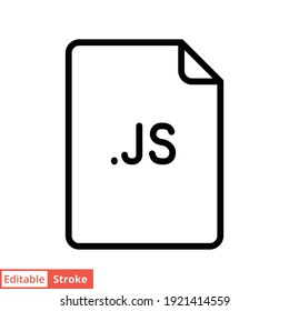 JS file format line icon. Linear style sign for mobile concept and web design. Simple outline symbol. Vector illustration isolated on white background. Editable stroke EPS 10.