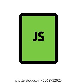 JS file icon line isolated on white background. Black flat thin icon on modern outline style. Linear symbol and editable stroke. Simple and pixel perfect stroke vector illustration.