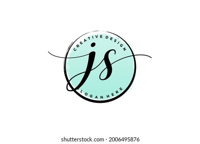 JS handwriting logo with circle template vector signature, wedding, fashion, floral and botanical with creative template.