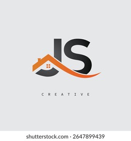 JS House Letter Logo – Creative Real Estate Monogram with Roof Shape and Home Icon for Property, Architecture and Modern Branding Identity