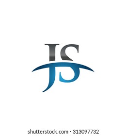 JS initial company blue swoosh logo