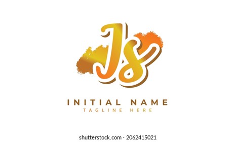 logotipo de escritura manual inicial de JS, vector de plantilla