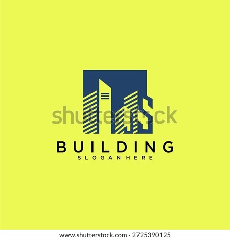 JS initial letter building logo for real estate with square design