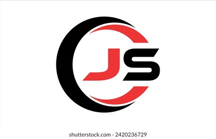JS initial letter creative circle icon swoosh logo design vector. monogram, lettermark, circle, calligraphy, symbol, emblem, elegant, abstract, wordmark, sign, art, typography, icon, minimal, premium