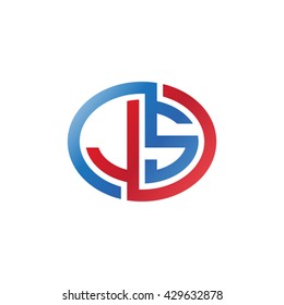 JS initial letters looping linked ellipse logo red blue
