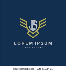 JS initial monogram logo for creative eagle line image vector design