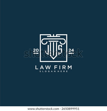 JS initial monogram logo for lawfirm with pillar design in creative square