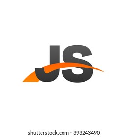 JS initial overlapping swoosh letter logo black orange