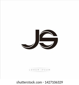 js j s Initial Letter Split Lowercase Modern Monogram linked outline rounded logo