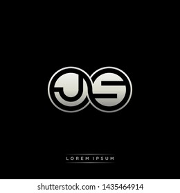 JS J S initial letter linked circle capital monogram logo modern template silver color edition