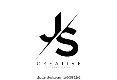 JS J S Letter Logo Design with a Creative Cut. Creative logo design..