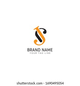 JS J S Letter Logo Design with a Creative Cut. Creative logo design.