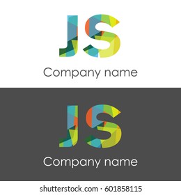 JS letter abstract mosaic shape icon colorful