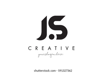 Diseño con logotipo de carta JS con tipografía moderna creativa y colores negros.