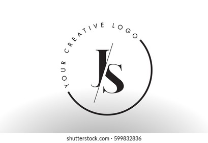 JS Letter Logo Design with Creative Intersected and Cutted Serif Font.