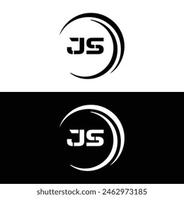 JS letter logo design. JS polygon, circle, triangle, hexagon, flat and simple style with white color variation letter logo set in one artboard. JS minimalist and classic logo. JS