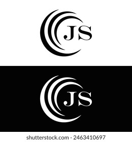 JS letter logo design. JS polygon, circle, triangle, hexagon, flat and simple style with white color variation letter logo set in one artboard. JS minimalist and classic logo. JS