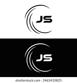 JS letter logo design. JS polygon, circle, triangle, hexagon, flat and simple style with white color variation letter logo set in one artboard. JS minimalist and classic logo. JS