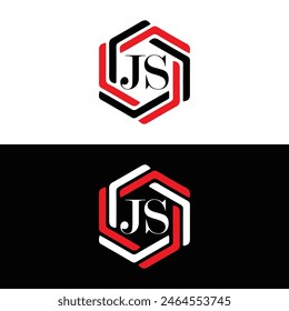 JS letter logo design. JS polygon, circle, triangle, hexagon, flat and simple style with white color variation letter logo set in one artboard. JS minimalist and classic logo. JS