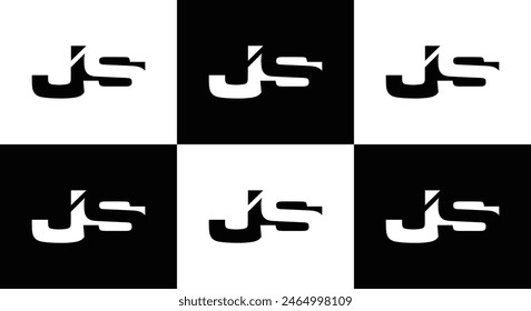 JS letter logo design. JS polygon, circle, triangle, hexagon, flat and simple style with white color variation letter logo set in one artboard. JS minimalist and classic logo. JS