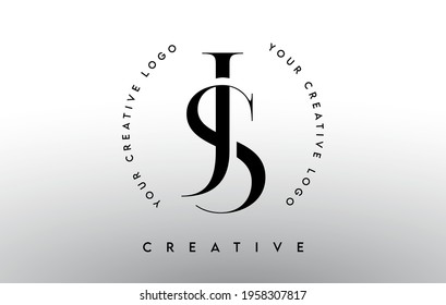 JS Letter Logo Design with Serif Typography Font and Elegant Modern Look in Black and White Colors Vector Illustration.