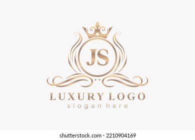 JS Letter Royal Luxury Logo template in vector art for Restaurant, Royalty, Boutique, Cafe, Hotel, Heraldic, Jewelry, Fashion and other vector illustration.