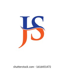 JS letter Type Logo Design Blue, Orange With White Background. Initial JS logo Design