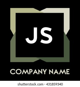 JS letters business logo creative  icon design template elements in abstract background logo, design identity in square with four colors, modern alphabet letters