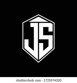 js logo monogram with emblem shape combination tringle on top design template