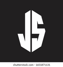 JS Logo monogram with octagonal ribbon style design template